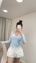 Women Stylist Halter Neck Bralettes Round Neck Long Sleeves Tops